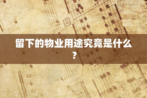 留下的物业用途究竟是什么？