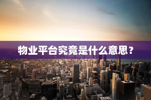 物业平台究竟是什么意思？