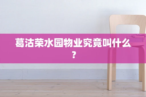 葛沽荣水园物业究竟叫什么？