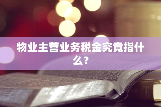 物业主营业务税金究竟指什么？