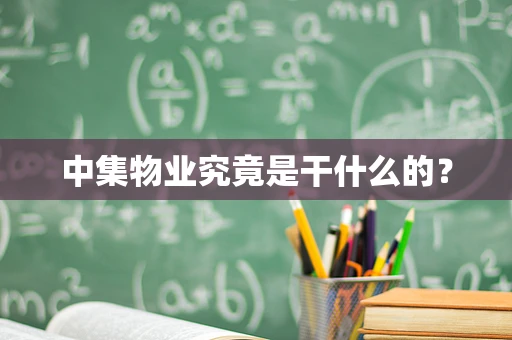 中集物业究竟是干什么的？
